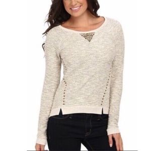 Lucky Brand Cream Sweater with Studded Accents